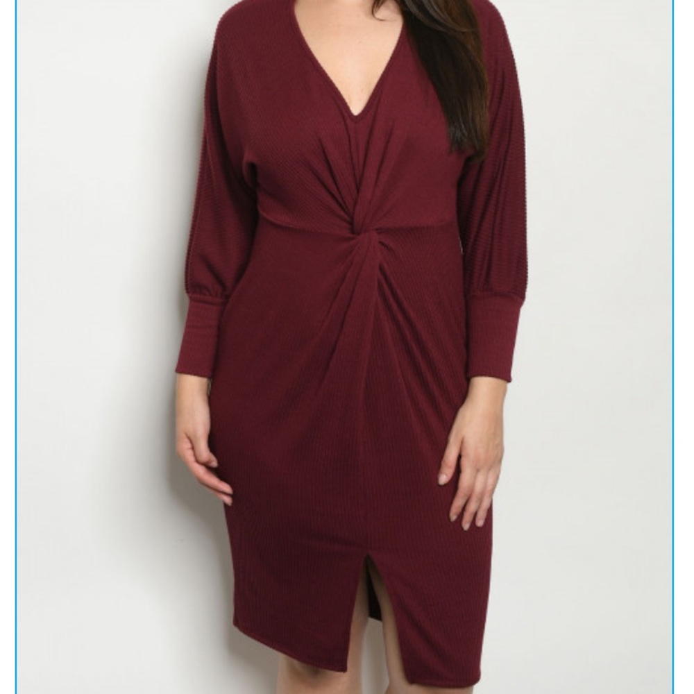 ❤️LAST NEW 3X Burgundy Twist Knot Dress - Picture 2 of 3